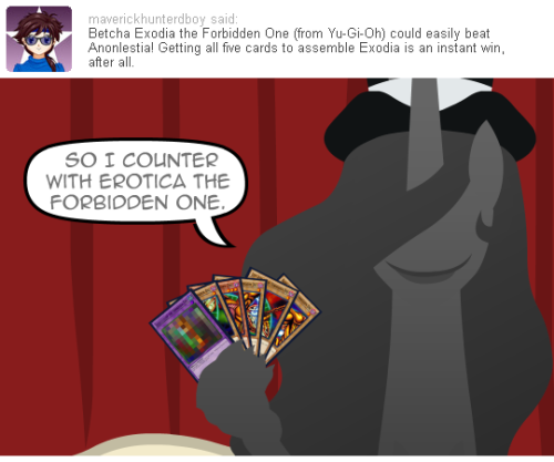 nopony-ask-mclovin:Anonlestia, that’s against the rules… you can’t win if you got no weird hair style.   xD