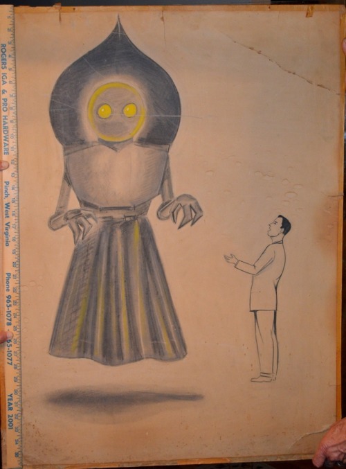 cryptid-wendigo: This original drawing of what the Flatwoods Monster supposedly looked like was draw