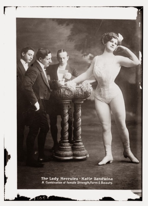 ladyattercop:   Katie Brumbach was one of fourteen children born to circus performers Philippe and Johanna Brumbach. In her early years, Katie performed with her family. Katie’s father would offer one hundred marks to any man in the audience who could