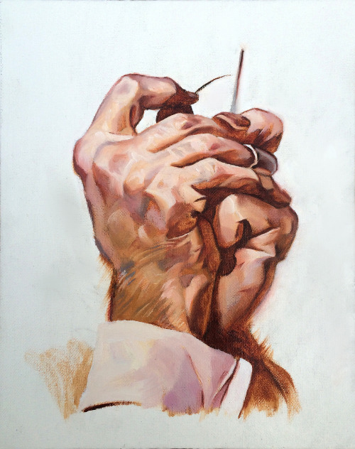 Norman Rockwell Hands Master Study from my hands painting class. Next up, I will try painting a phot