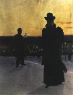 poboh:Woman in Town at Night, 1893, Eugeniusz