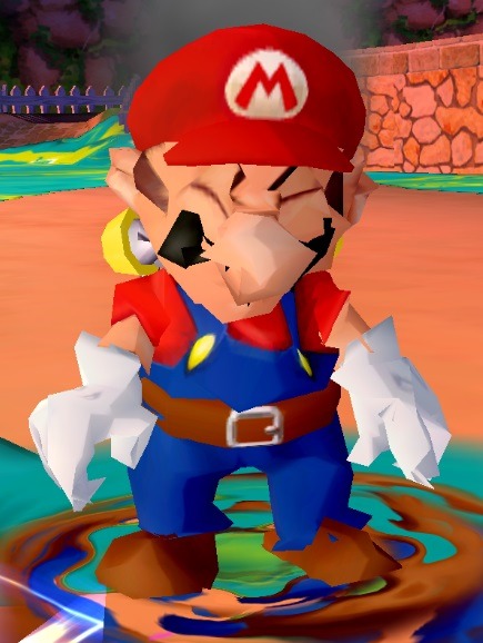 mechanical-maelstrom:suppermariobroth:In Super Mario Sunshine, Mario’s model undergoes random distor