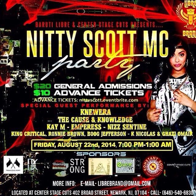 ITS GETTING CLOSER ! THE #NITTYSCOTTMC CONCERT AT @CENTERSTAGECUTS #AUGUST22ND PRESENTED BY @BARUTILIBRE, SPONSORED IN PART BY #HIDDENUNIVERSITY ! THIS IS NITTY SCOTT’S FIRST STAGE APPEARANCE IN JERSEY & IT IS CERTAINLY AN EVENT YOU DONT WANNA MISS...