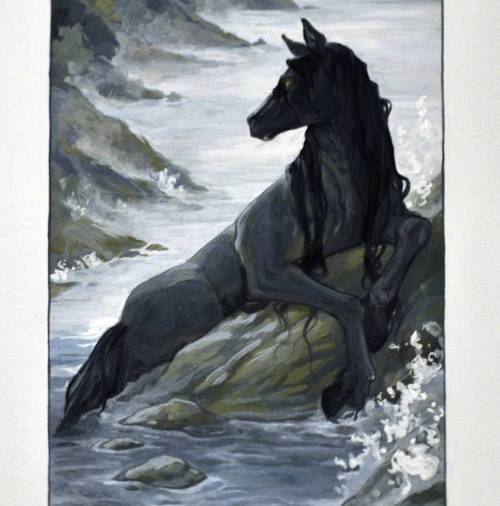 melanietillustration:The Kelpie.  1 of 4 pieces for the Cryptozoology show at the Steam Whistle Brew