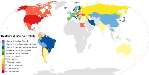 maptitude1: Tipping customs around the world