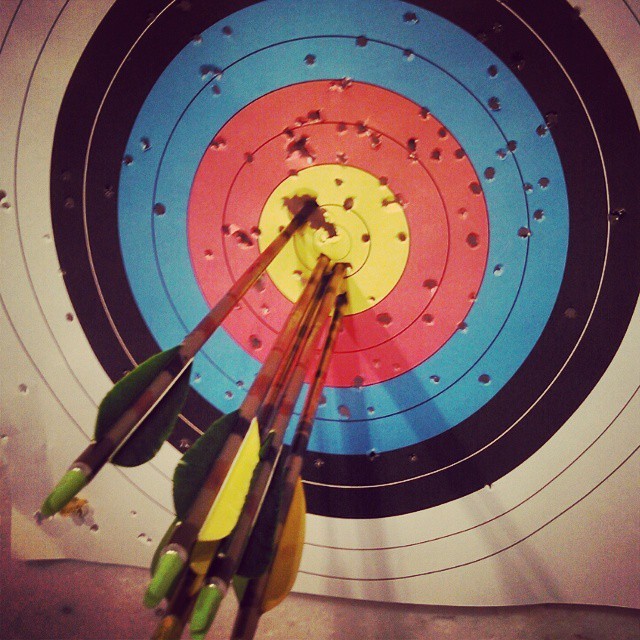 mmakong:  Lunchtime shenanigans…getting ready for the weekend! #bowhunting #keephammering