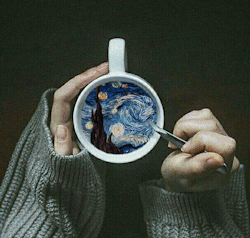 ufo-the-truth-is-out-there:  Vincent Van Gogh - The Starry Night: coffee art. Source