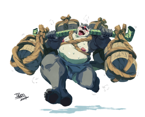 He’d much rather be eating the rice in those baskets than running with them!Full Color commission fo