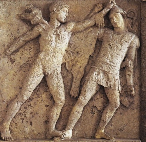 koresgarden:Heracles and the Amazon (Penthesilea?)Origin: Temple E of Selinunte (Sicily)Date: 6-5th 