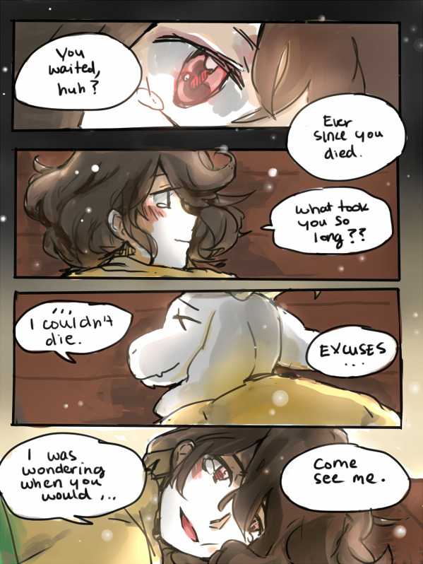 blossyay:  I just wanted to draw something bittersweet :’3 Chara waiting for Asriel,