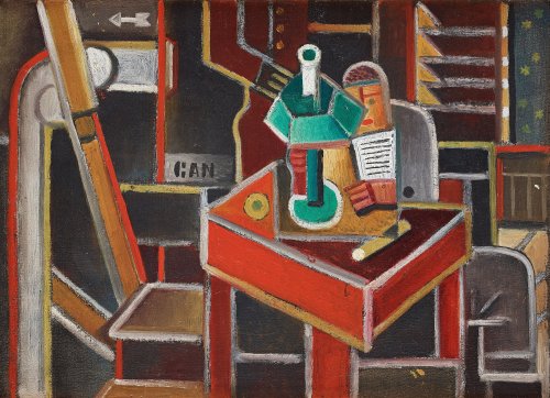 blastedheath:  Gösta Adrian-Nilsson (Swedish, 1884-1965), Interiör, Paris 1922. Canvas, 36