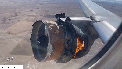 Airline engine on fire mid-flight.https://gif-finder.com/airline-engine-on-fire-mid-flight/