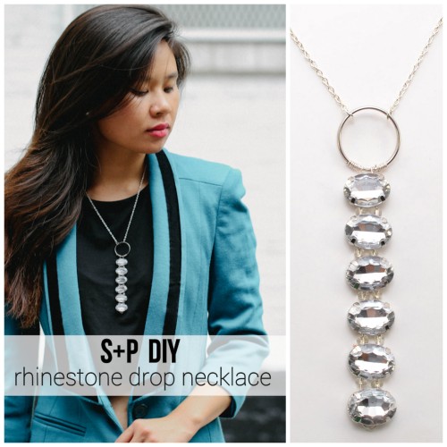 DIY Rhinestone Drop Necklace Tutorial from Studs &amp; Pearls. This is a really easy yet striking DI