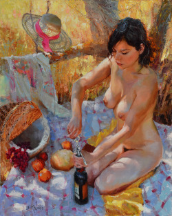 lanangon:  ewallisartist:  Nude Picnic 20x16in. oil on linen, Eric Wallis 2015  zzx 