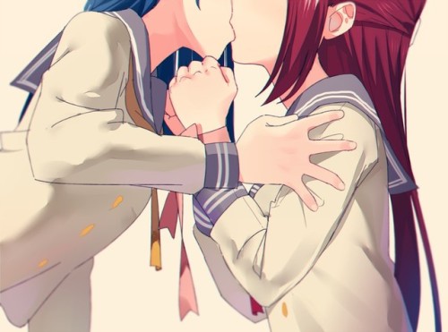 wholesomeyuri: ✧･ﾟ: *✧ Right on the Lips ✧ *:･ﾟ✧♡ Characters ♡ : Yoshiko Tsushima ♥ Riko Saku