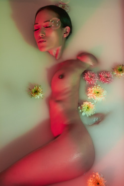 amyelizabethjournal:  some first edits from the Ayla Sky work. I like the abstraction of her body in the top image. I have also airbrshed her skin and sharpened the flowers a little. I think Aylas body is quite androgynous in its appeal and look. which