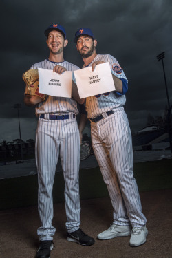 Harveydegrom:  Mets Pitchers Jerry Blevins And Matt Harvey Pose During Photo Day