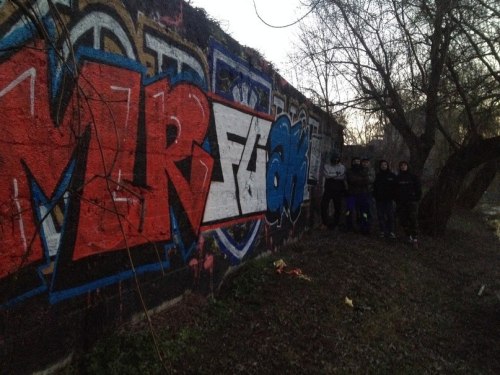 Graffiti by FC Arsenal Kiev and FC Partizan-MTZ Minsk supporters. Antifa!2014