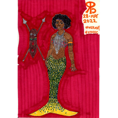 Mermay 2022 Day 28 prompt: ethnicI came across a picture of a girl wearing an elaborate necklace mad