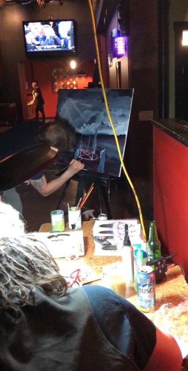 Was a long interesting night at the bar last night, but was cool seeing a new band and watching this guy paint