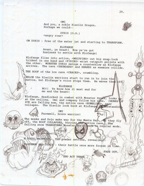 bonzly-says: Director and Storyboarder Jeff Allen’s doodles on some of the Xiaolin Showdown scripts