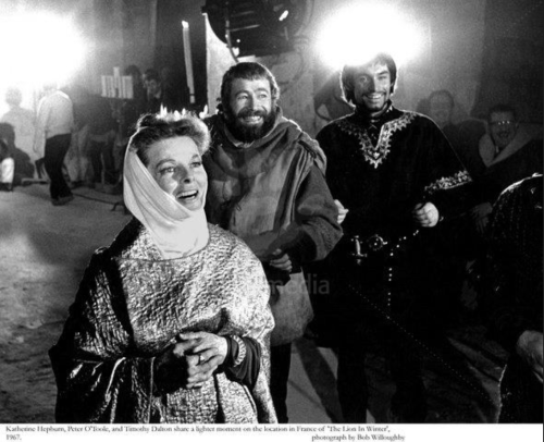 myfavoritepeterotoole:  Katharine Hepburn, Peter O'Toole and Timothy Dalton share a lighter moment o