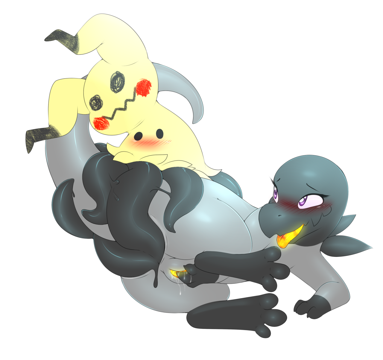 My new canon about mimikyuu being nothing but a black mass of tentacle goo under