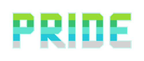 aroworlds: [image description: four block text banners of the word “pride” in a squared-off text, co