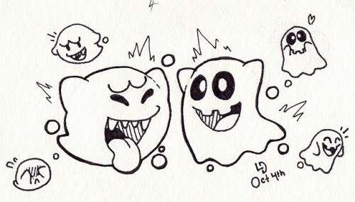 Day 4
Peeka Peepa Boo! After yesterday’s drawing, I wanted to do something a bit more simple and cute today! So here’s Boo and Peepa, a good ghost pair. I think that if both Koopa Troopa and Koopa Paratroopa can be playable in Mario Tennis Aces, Boo...