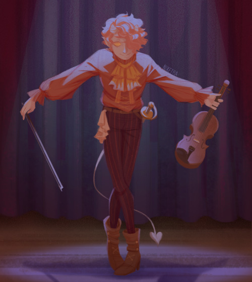 nixetras:Birthday gift for @effectedcoin. Character is his tiefling bard boy named Salem. 