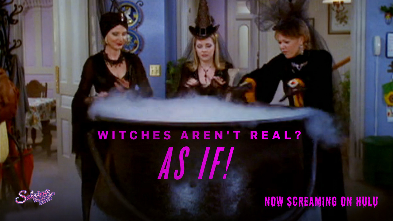 Black cats. Sorcery. 90s fashion. Pretty scary. Portal your way to Sabrina the Teenage Witch this Halloween.