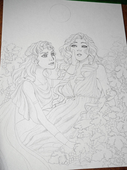 WIPs Artemis And Callisto For Sapphiczines' First Volume Celestial Beings.