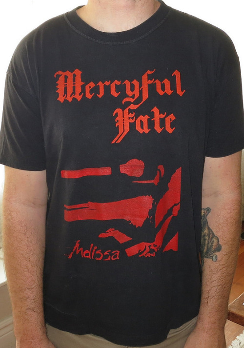 Day: 1195
Shirt: Mercyful Fate - Melissa
Color: Black
Brand: Hanes
Source: (from Saturday 18th) on Saturday i basically begged people to help find me a ticket to King Diamond in LA on Halloween. i thought i would be out of town at this point so...