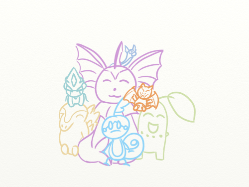 fizzy-foozle:Drawing based on my Pokémon plushies ^^I drew something~ :p