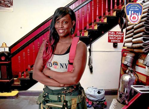 elrondxrn:tomofswindon:Danae Mines has just become the first female firefighter to appear in FDNY’s 