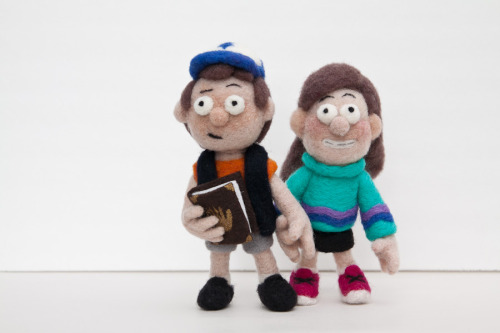 elementalsight: Mystery Twins Needle felted Mabel and Dipper Pines.  6 inches tall each, fully 