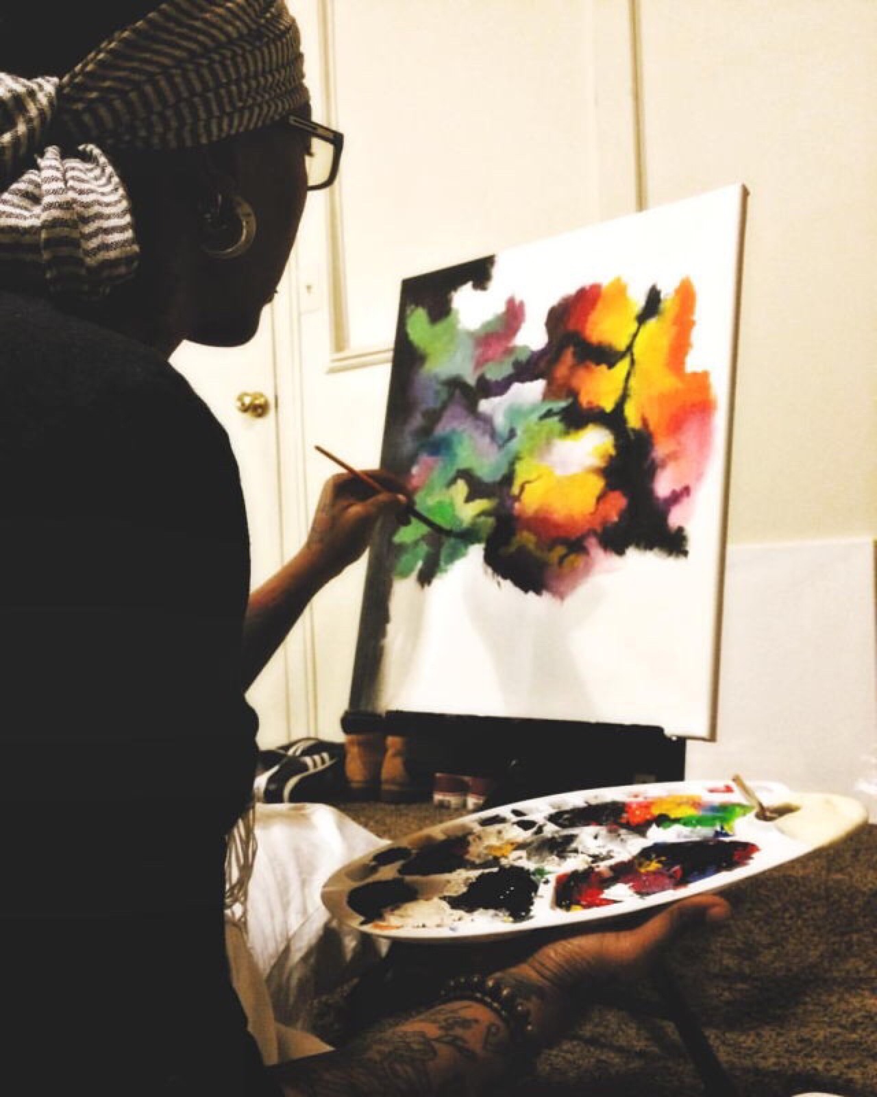 blvqwulph:  My first “abstractish” Galaxy painting. I’m a realism artist, so