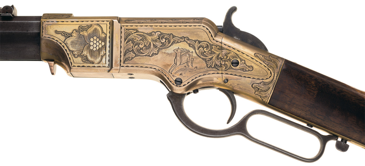 peashooter85:  Factory engraved New Haven Arms Henry lever action rifle, circa 1860′s.Estimated