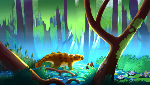 Early Paleo Pines Concept ArtWhat sort of dinos may you come across in the meadows, forest and marsh