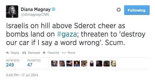 theanunnakiconnection:lehaaz:descentintotyranny:A tweet from CNN reporter Diana Magnay, which was qu