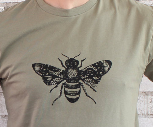Hand Printed Bee Tshirt // CausticThreads
