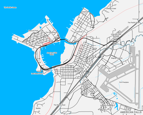 MAPS.Maps for two of my FNAF AUs -Top one is the hottest resort on the Idaho coastline in story for the 2087 AUBottom one is the small Floridan city where the highschool AU takes place.