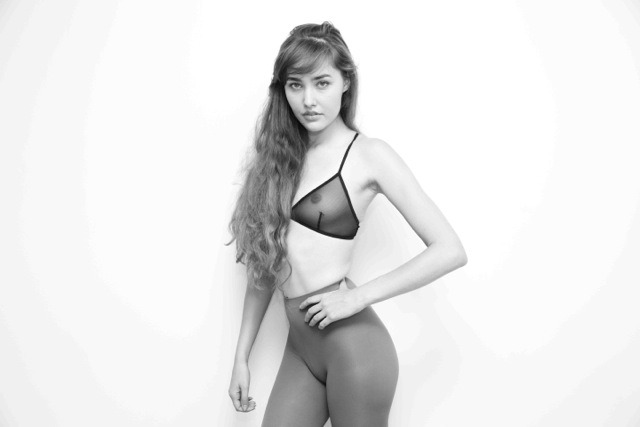 americanapparel:  Ariel wearing the Opaque Tights with the Nylon Spandex Micro-Mesh