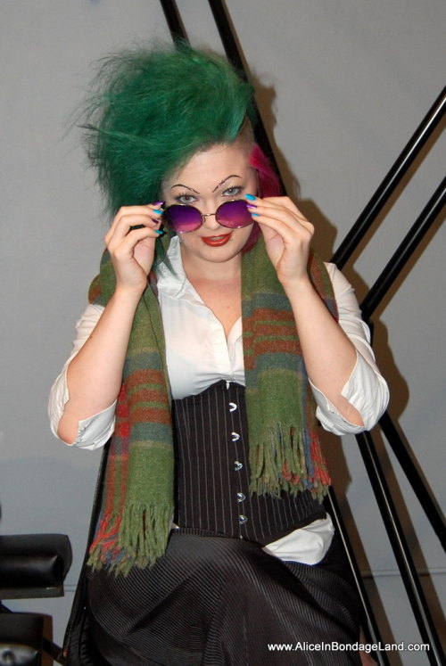 mistressaliceinbondageland:Denali Winter having fun on the set - they  are  an excellent director!!!
