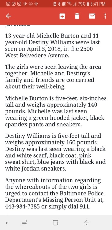 b-morevony:  Missing girls from Baltimore. Please contact Missing persons or 911 ASAP.