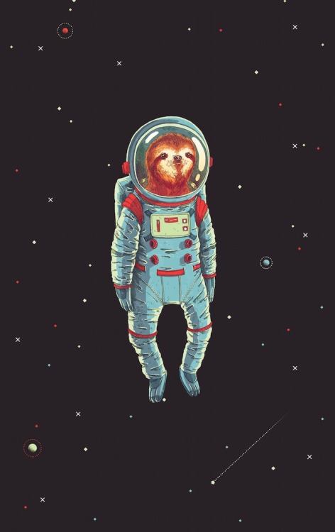 jamesandstuff:  Slothstronaut  Check out Society6 post by JamesDraws (@jamesdraws) titled “Slothstro