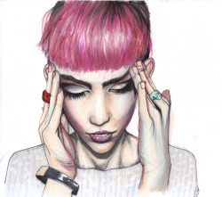 lunar-intoxication:  Copic marker drawing based on a picture of Grimes, my favorite!  Raaaad