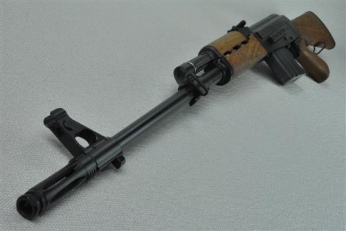 gunrunnerhell:  M76 What is essentially and over-sized AK chambered in 8mm Mauser. The ones sold/built by Century Arms and Ohio Rapid Fire (now known as Assault Weapons of Ohio) are generally the most common versions on the market. This one is missing