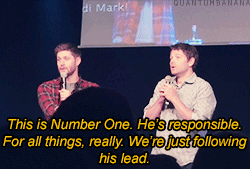 quantumbanana:  Jensen and Misha blaming Jared for breaking things onset [video]