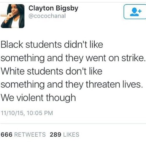 brownnskinlady: yvesstmaricon: #blacklivesmatter #mizzou #poc rise up ✊ ☕️